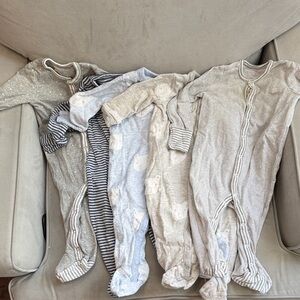 Gender Neutral - Cozy Gray and White Striped Kids One Piece